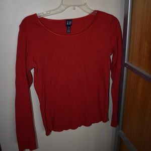 GAP - red cotton/spandex long sleeve top, M